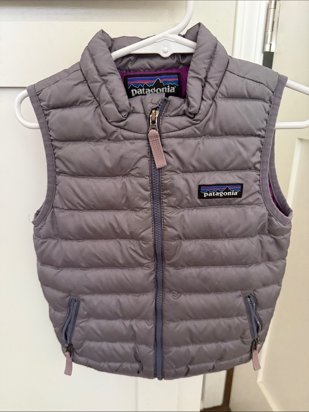 Patagonia Kids Lavender Gray Quilted Puffer Vest